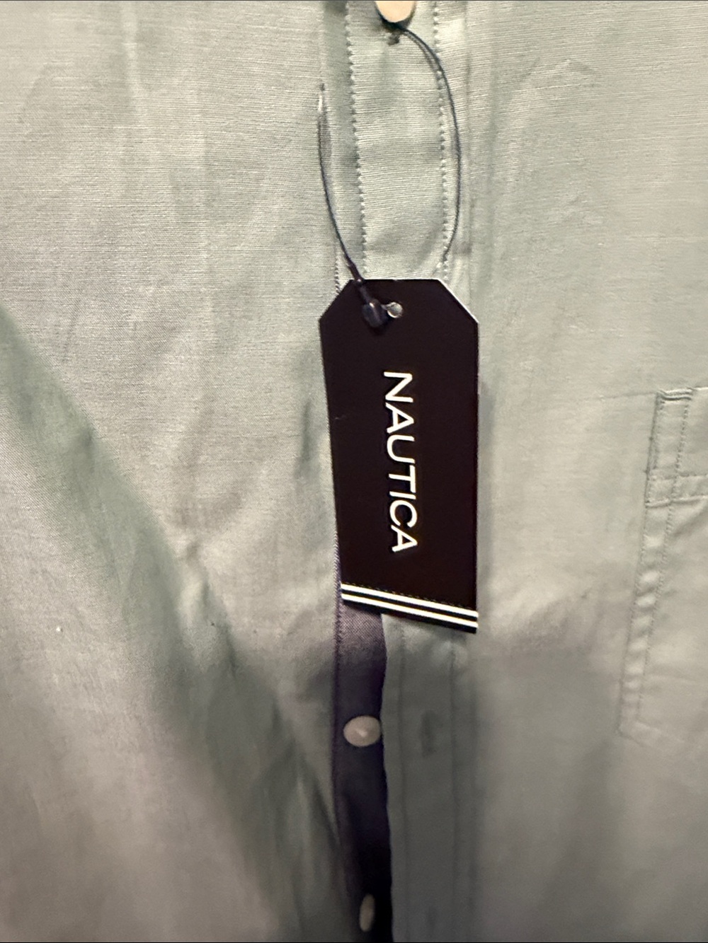 Nautica Men's Light Mint Green Button-Down Casual Shirt - Picture 2 of 5
